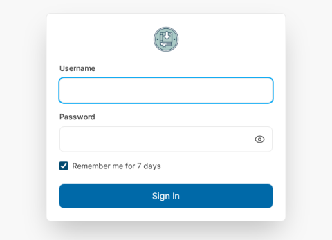 Shelfmark login form with user name and password fields and a Sign In button